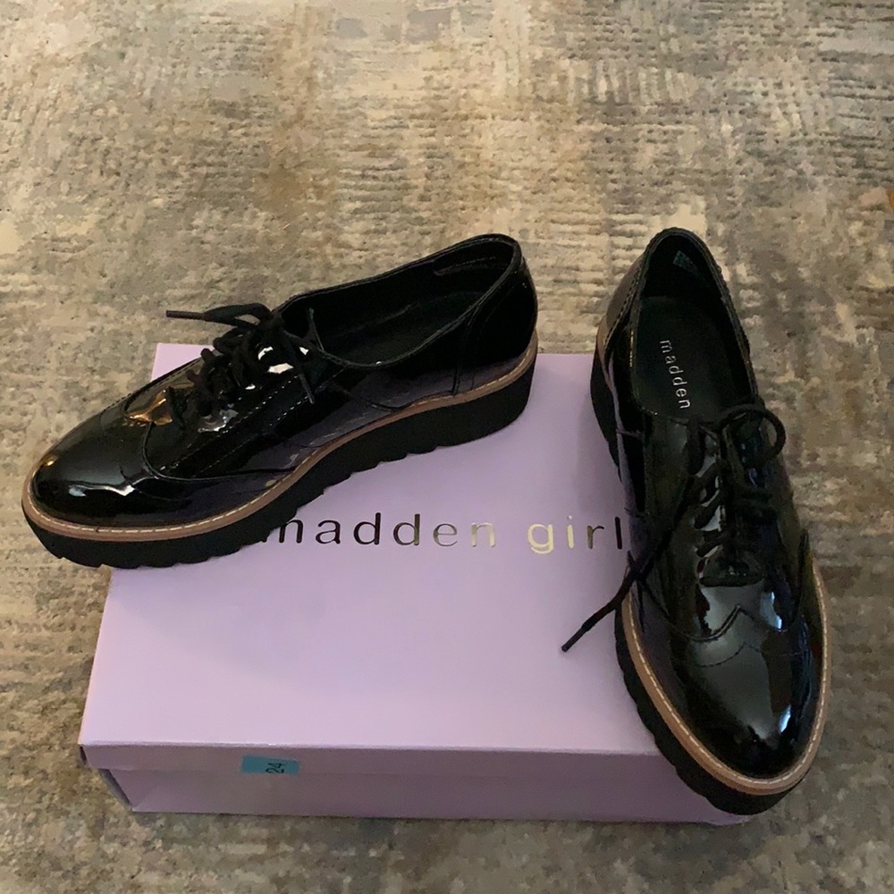 Madden Girl Platform Andria Black Patent